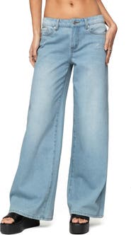 EDIKTED Ripley Ripped Low Rise Wide Leg Jeans