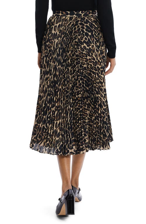 Theory Sunburst Leopard Print Pleated Midi Skirt In Beige Multi