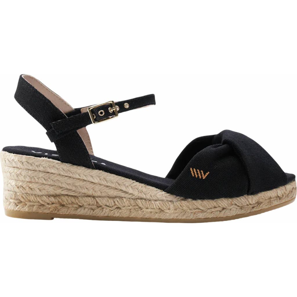VISCATA Farella Canvas Espadrille Sandal Wedges in Black  product