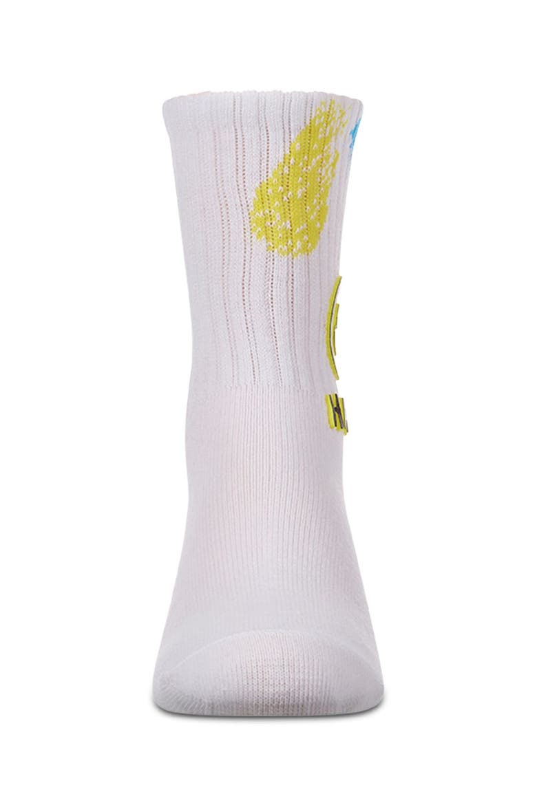 Happy Face Crew Sock with Splatter Paint Graphics, Alternate, color, Neon Yellow