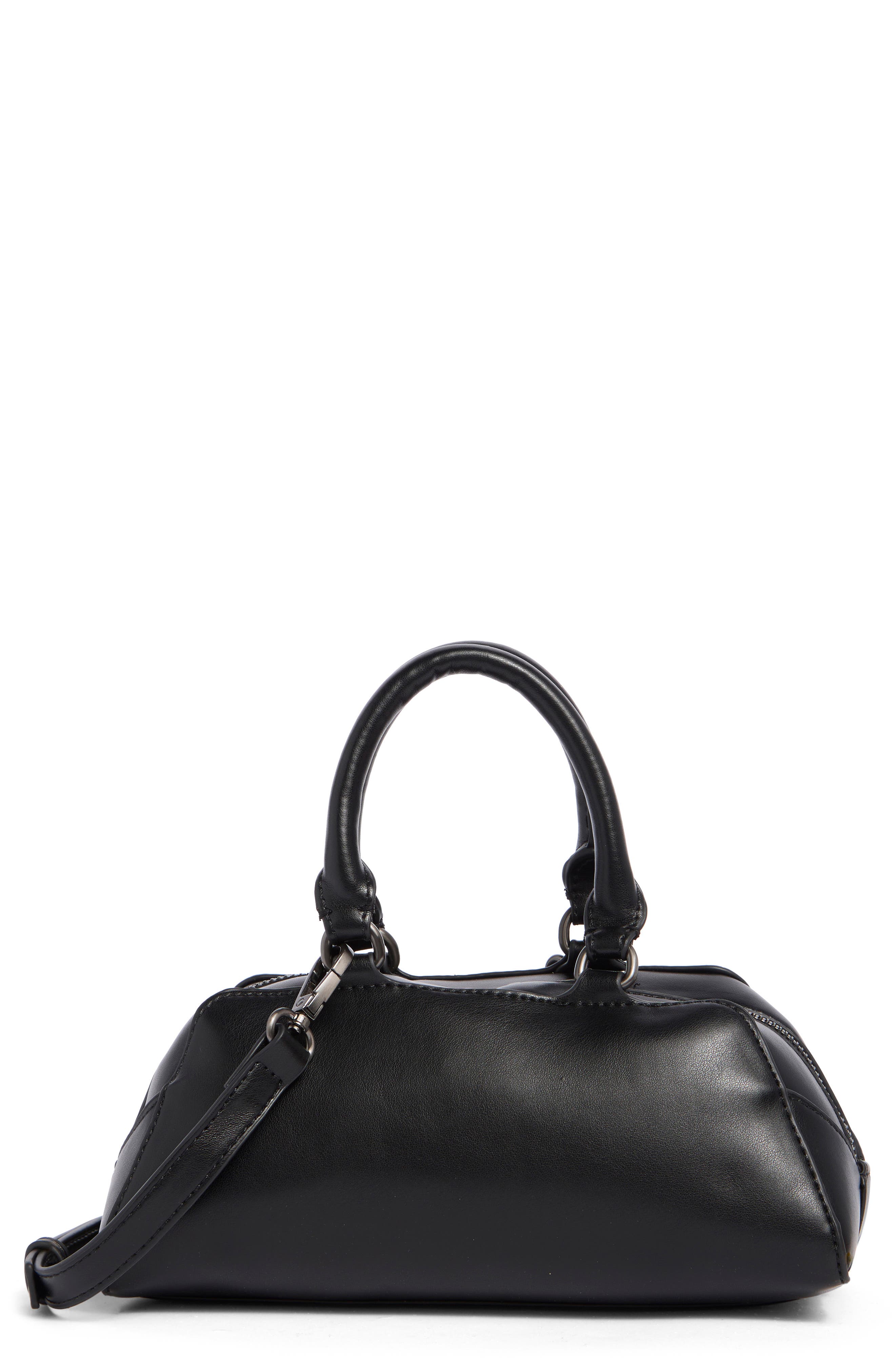 Faux Leather Top Handle Satchel