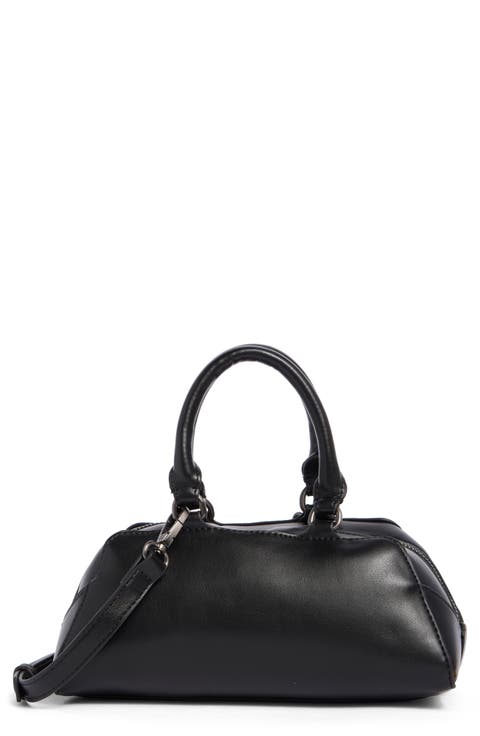 Faux Leather Top Handle Satchel
