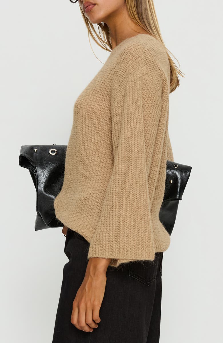 Princess Polly Delyn Off the Shoulder Sweater, Alternate, color, Camel