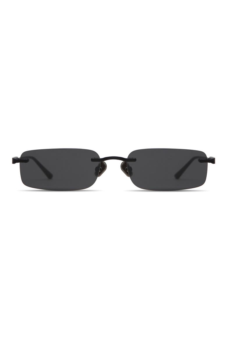 Kendall 55mm Rimless Rectangular Sunglasses, Main, color, GLOSS BLACK