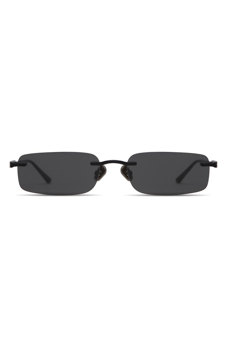 Elisa Johnson Kendall 55mm Rimless Rectangular Sunglasses, Main, color, Gloss Black