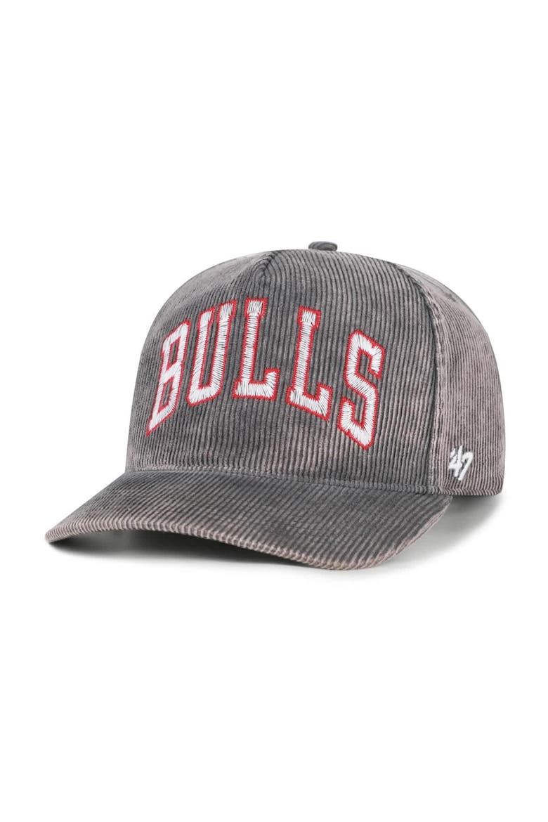 Men's '47  Charcoal Chicago Bulls Reclaim Snow Wash Corduroy Adjustable Hitch Hat, Main, color, Charcoal