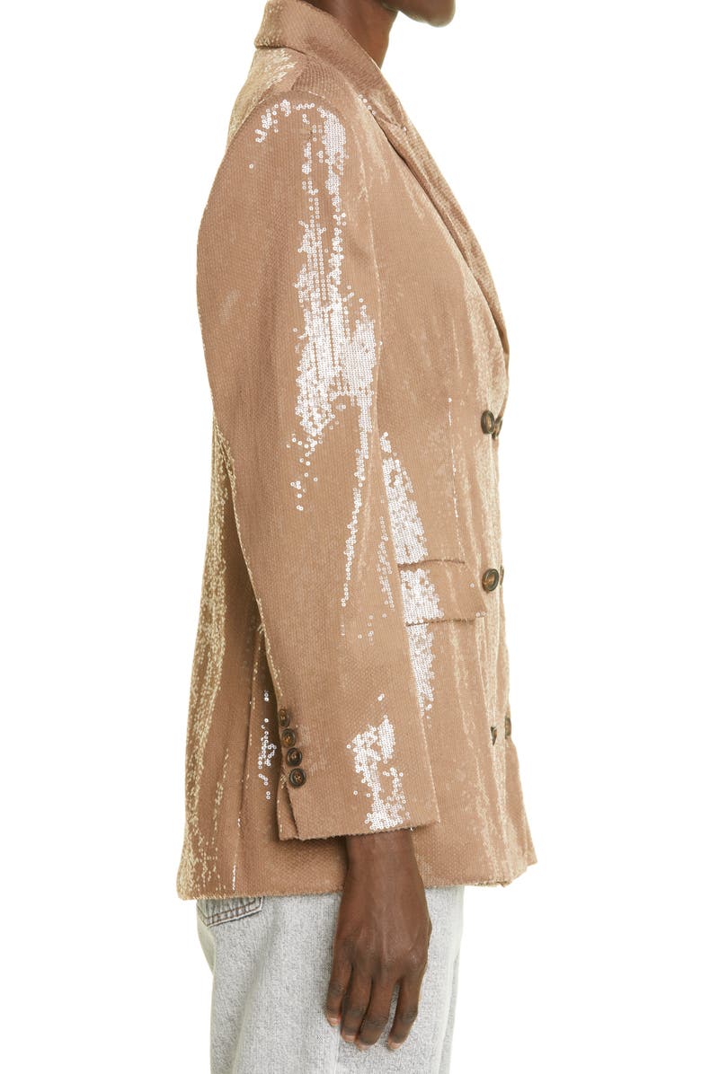 Brunello Cucinelli Sequin Double Breasted Blazer, Alternate, color, 