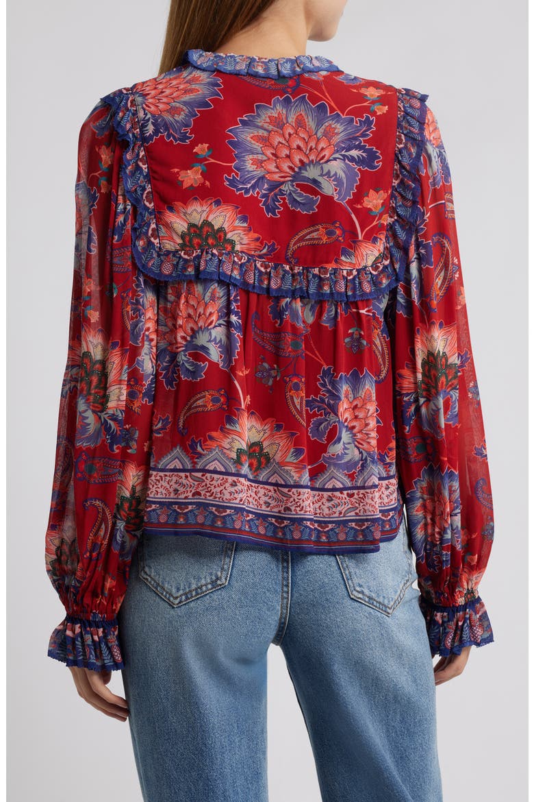 Luang Long Sleeve Popover Top, Alternate, color, RED