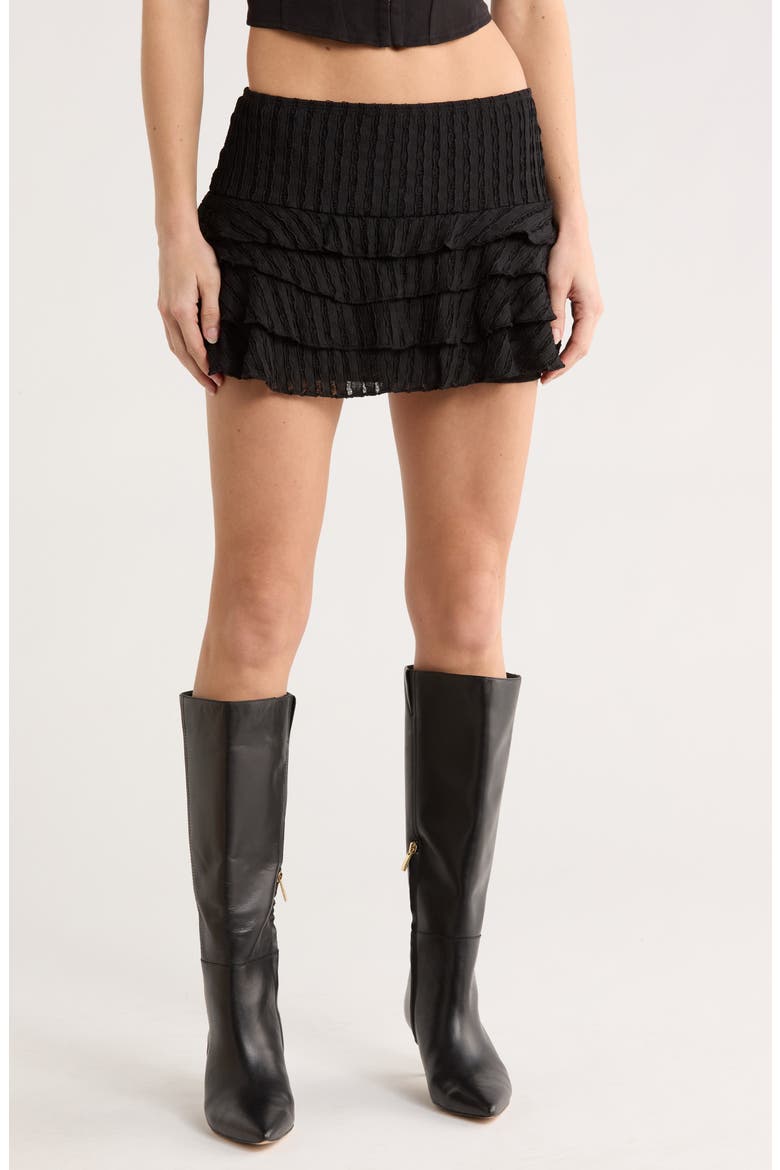 Carlota Crinkled Miniskirt, Main, color, JET BLACK