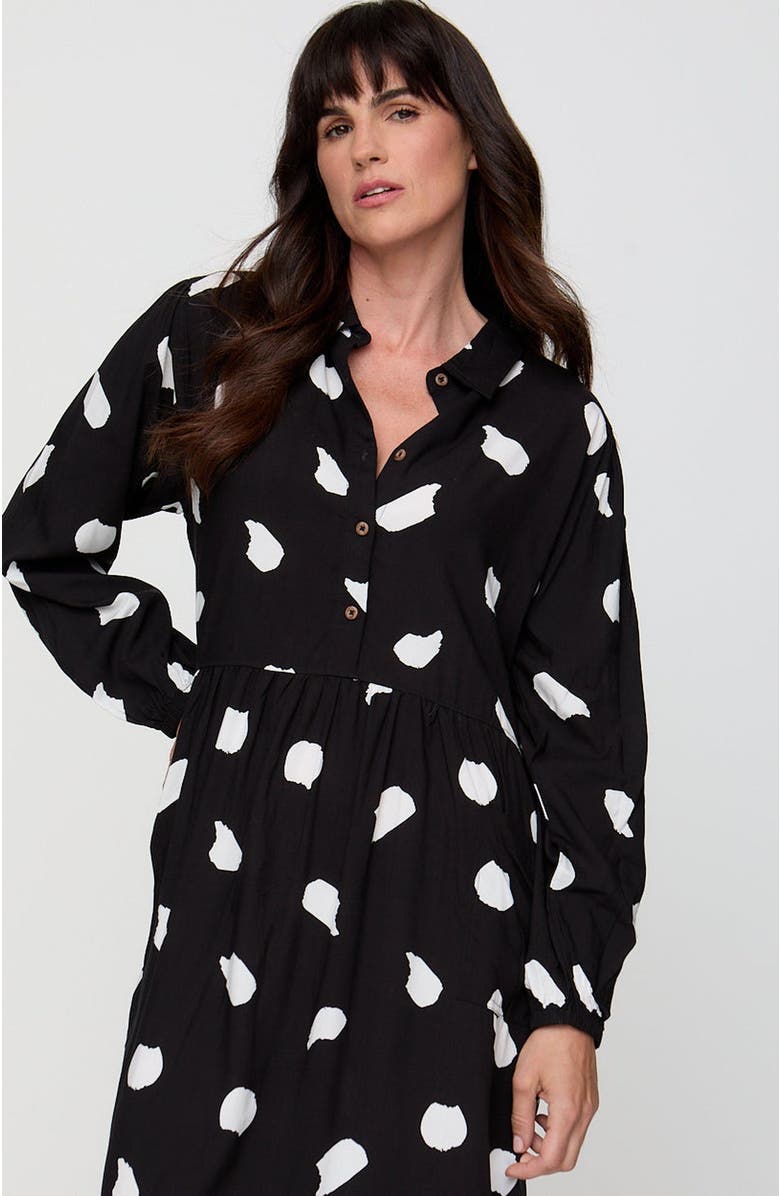 Turtledove London Organic Cotton Magda Print Long Sleeve Midi Dress, Main, color, 