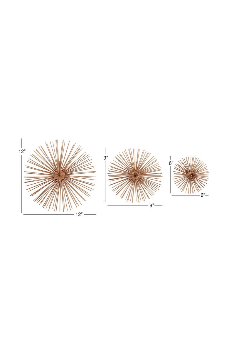 COSMO BY COSMOPOLITAN Copper Metal 3D Starburst Wall Decor - Set of 3, Alternate, color,