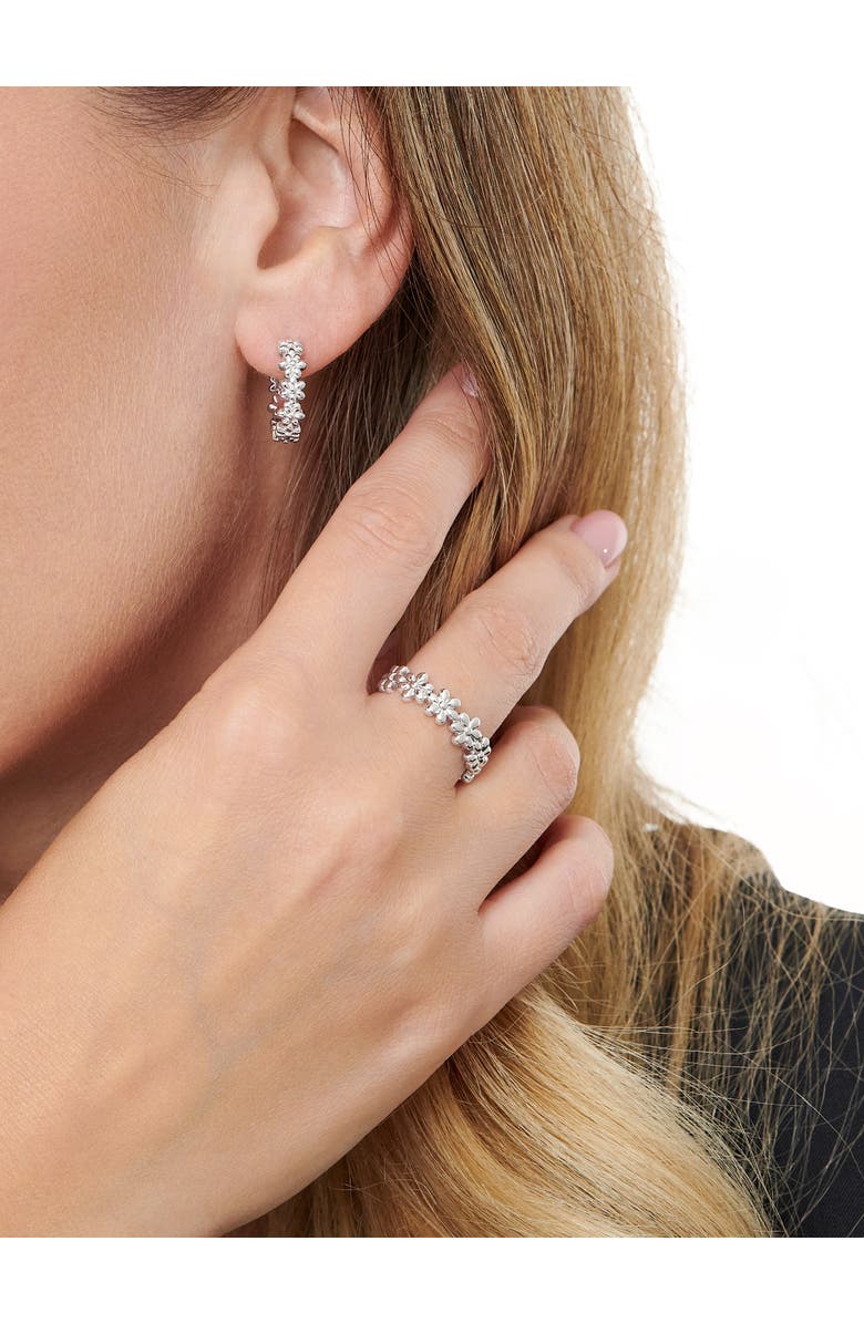 DEVATA Daisy Flower Ring in Rhodium Plated Sterling Silver, Alternate, color, Silver