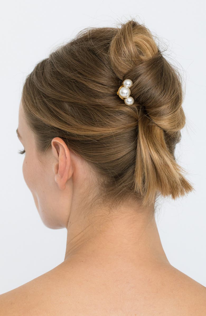 Jennifer Behr Gretel Faux Pearl Hair Pin, Alternate, color, Gold Pearl