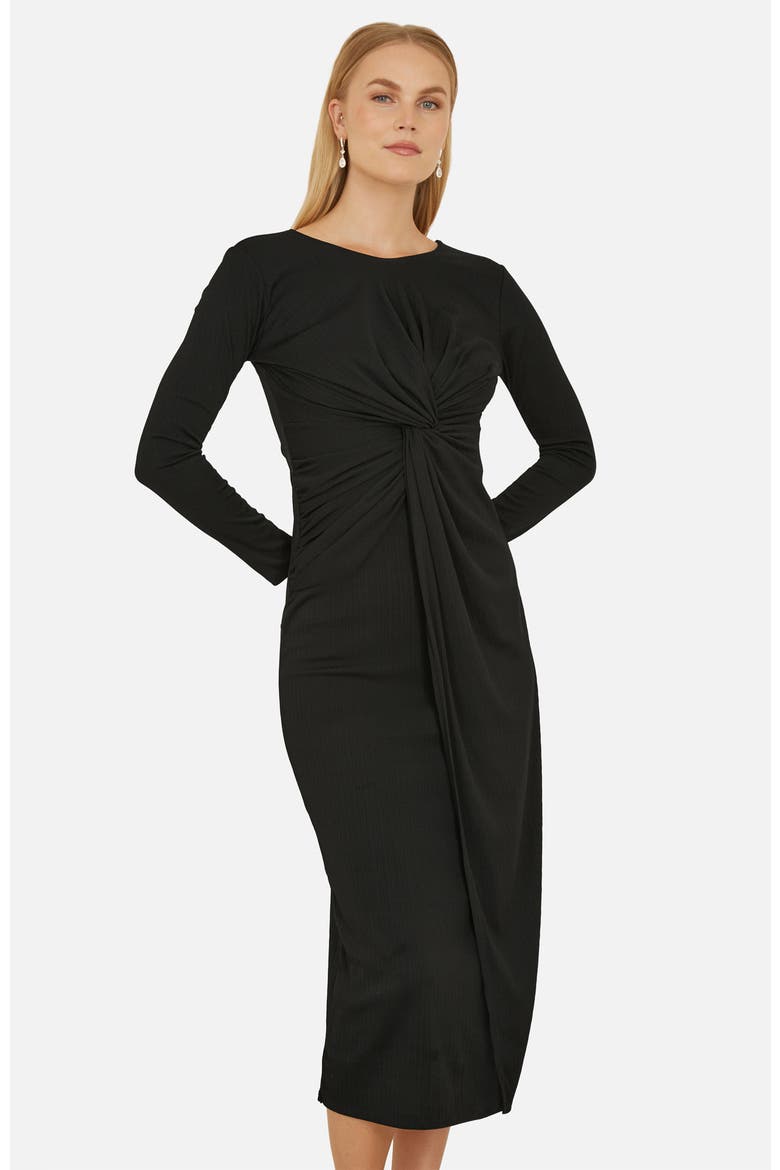 Midi Fitted Stretch Dress, Alternate, color, Black