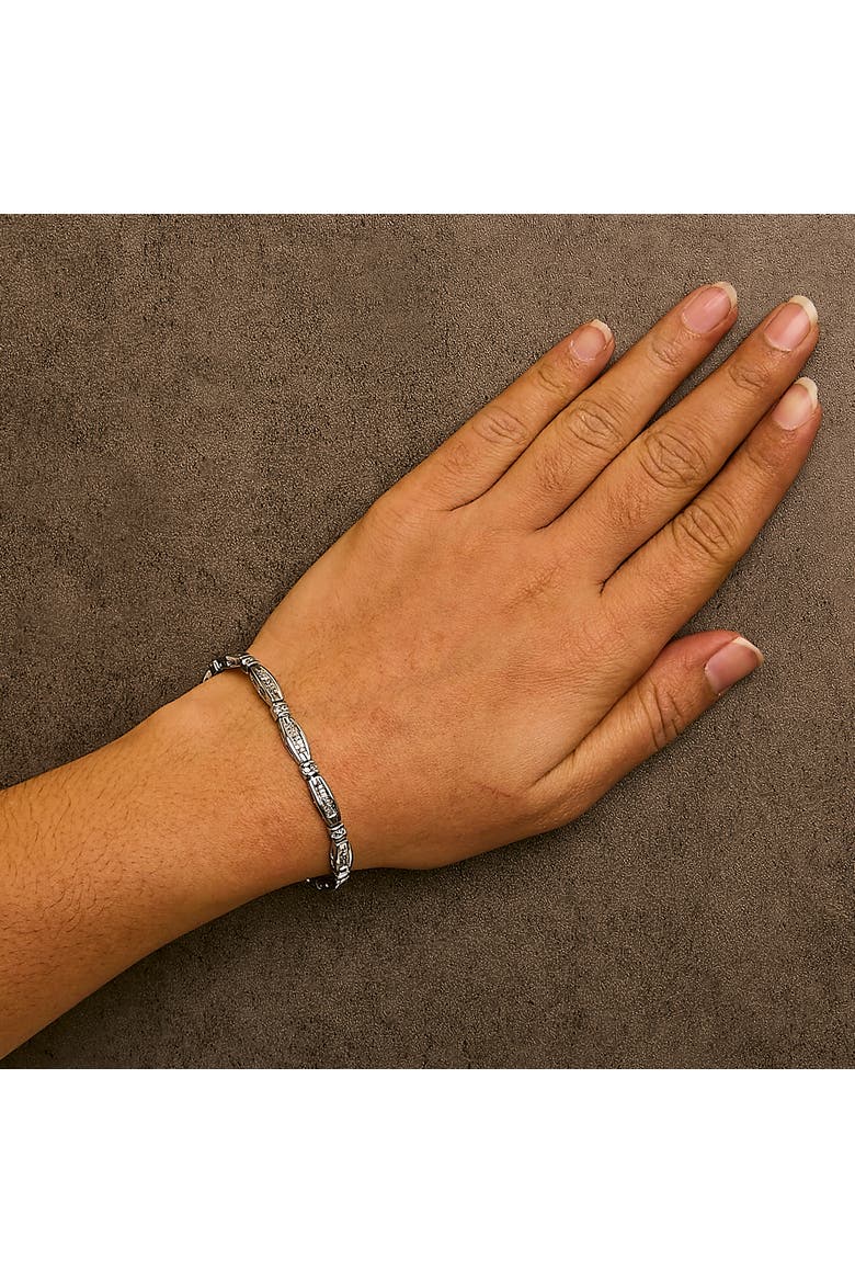 14K White Gold 2.0 Cttw Princess and Round Diamond Bar and Link Bracelet, Alternate, color, White
