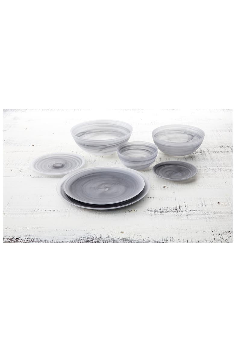 La Jolla Set of 4 Glass Salad/Dessert Plates, Alternate, color, GREY