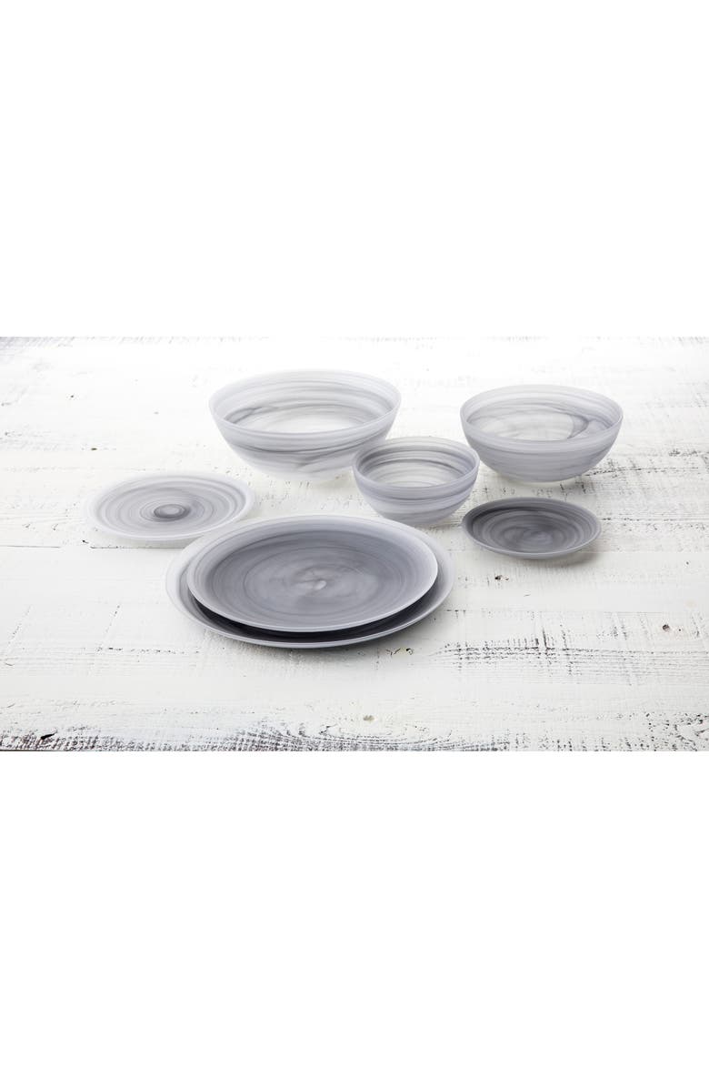 Fortessa La Jolla Set of 4 Glass Charger/Service Plates, Alternate, color, Grey
