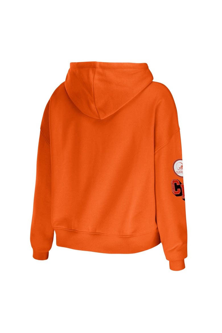 Women's WEAR by Erin Andrews Orange Cleveland Browns Modest Cropped Pullover Hoodie, Alternate, color, Orange