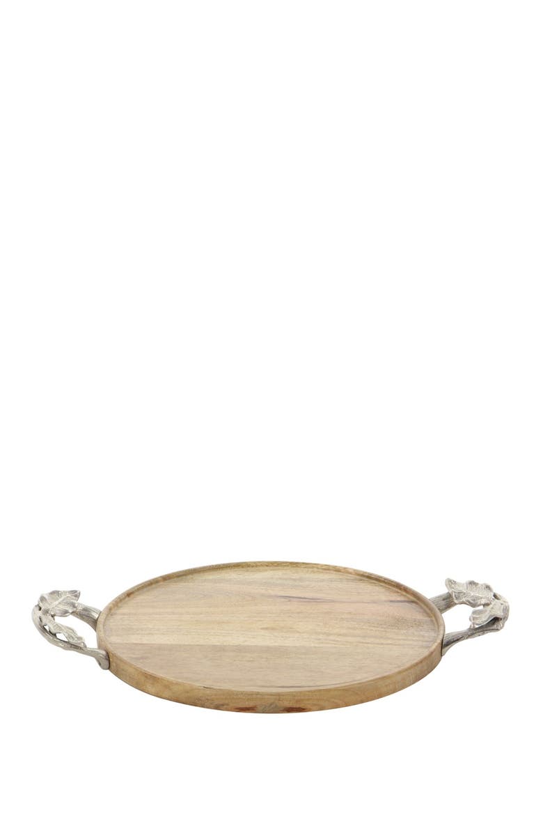 Brown Mango Wood Tray with Metal Handles - Set of 3, Alternate, color, BROWN