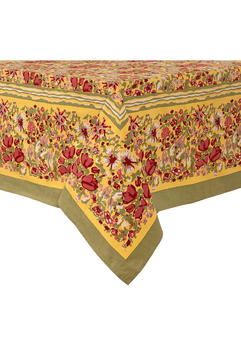 Jardin Tablecloth, Alternate, color, Red/Green 71" x 128"