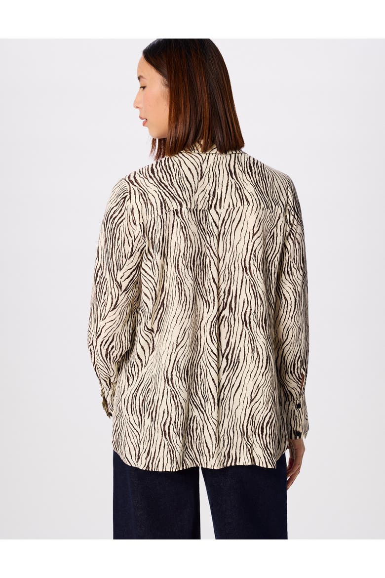 Zebra Button Through Shirt, Alternate, color, Brown/Multi