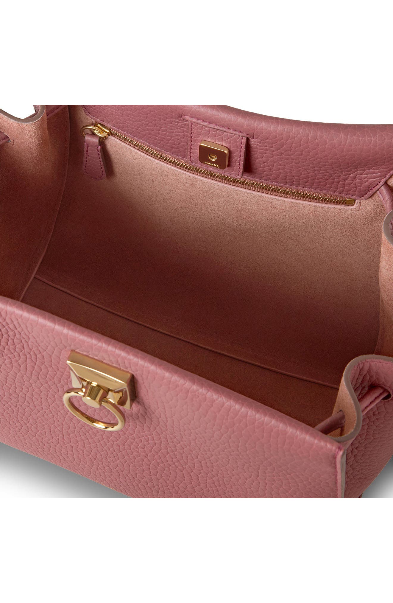 Small Iris Leather Top Handle Bag, Alternate, color, PINK SCRUMPY
