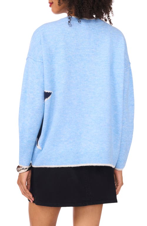 Vince Camuto Star Detail Crewneck Sweater In Blue