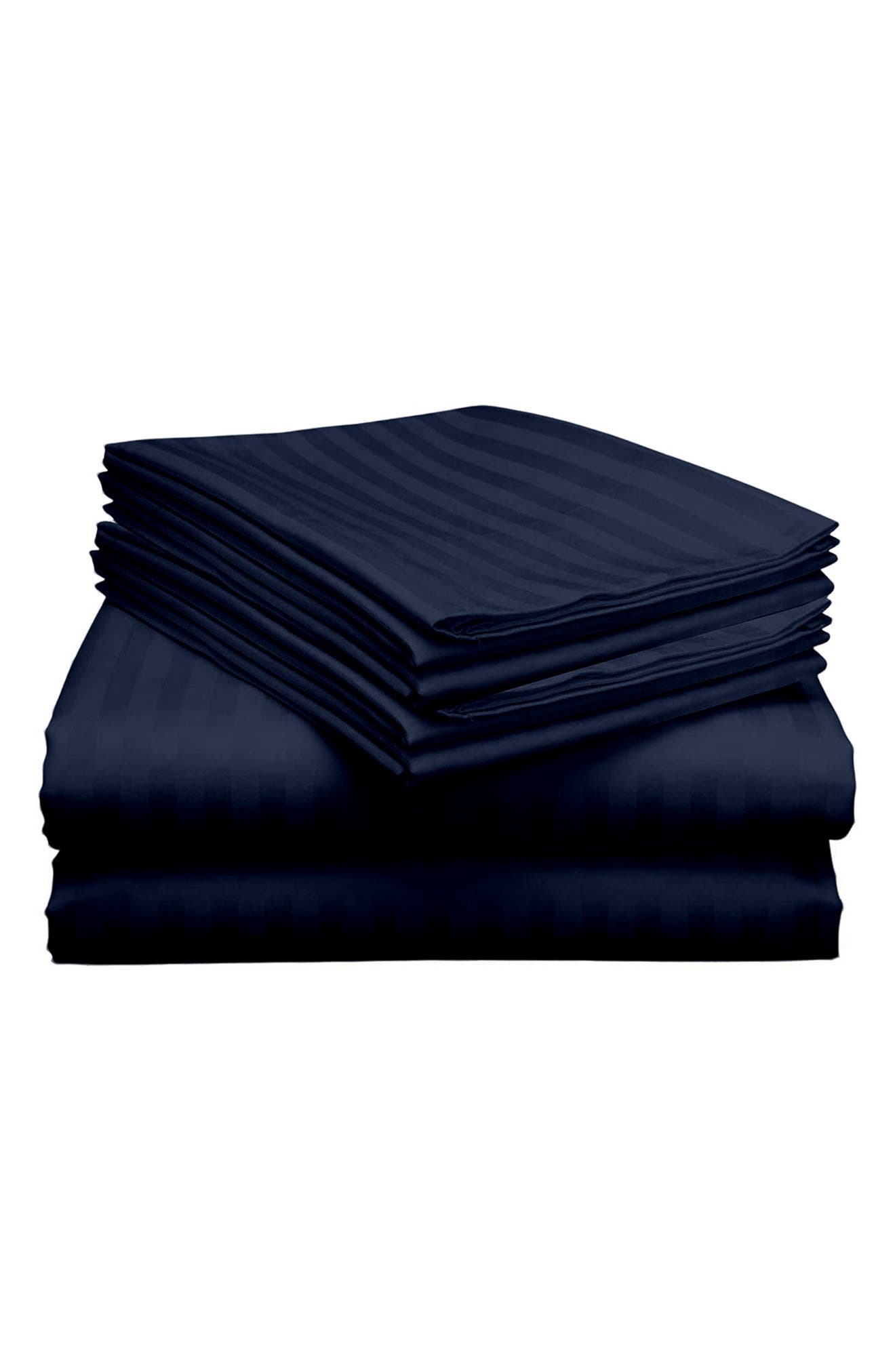 Luxury Home Dobby Stripe Sheet Set In Blue