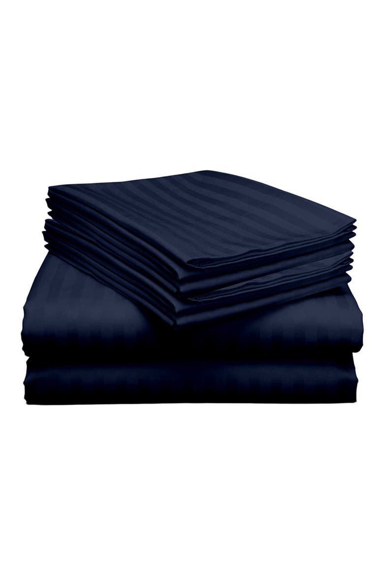 Dobby Stripe Sheet Set, Main, color, NAVY