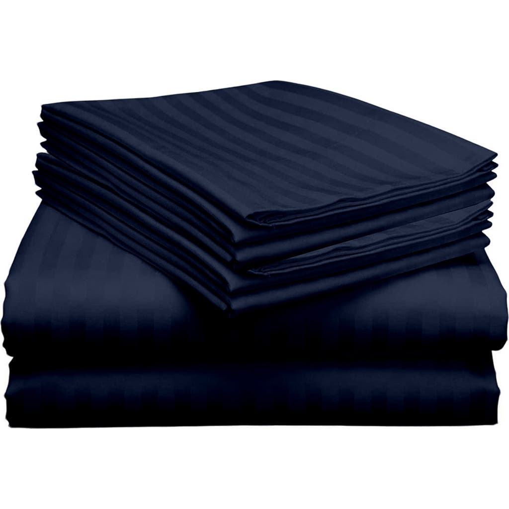 Luxury Home Dobby Stripe Sheet Set In Blue