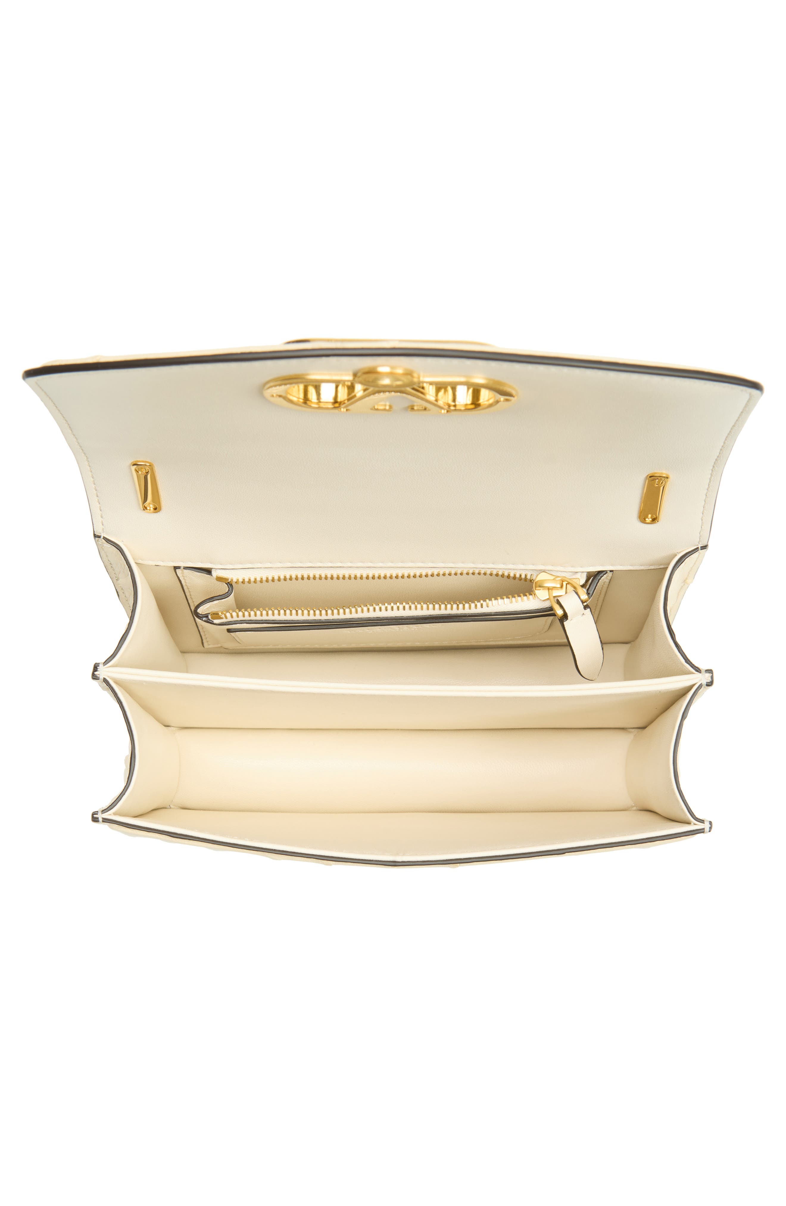 Valentino Garavani Small DeVain Ostrich Leather Shoulder Bag, Alternate, color, Light Ivory