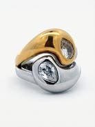Gemini Jewelry Modern Wave Ring with Two Tone Finish