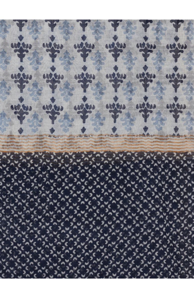 GERARD DAREL Hand Printed Silk Blend Scarf, Alternate, color, Navy Blue