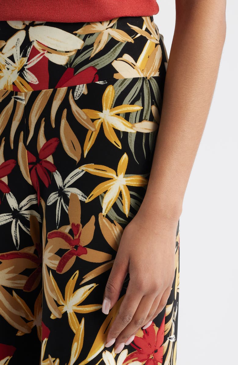 Anne Klein Floral High Waist Pull-On Wide Leg Pants, Alternate, color, 