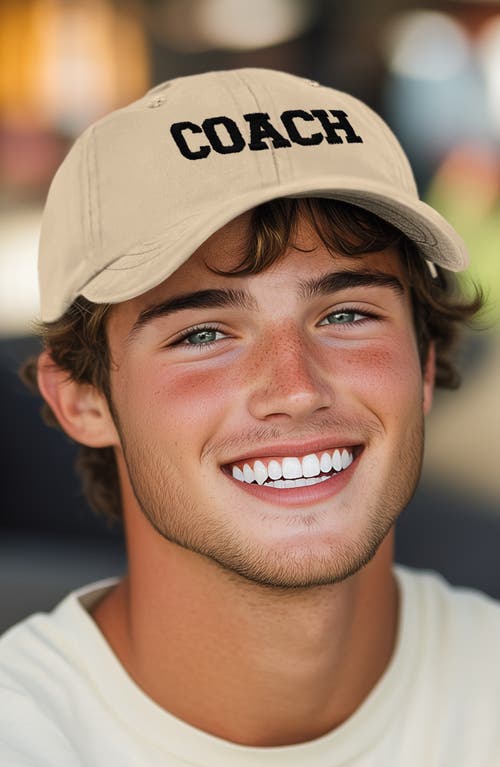 Dalix Coach Embroidered Sports Dad Cap In Khaki