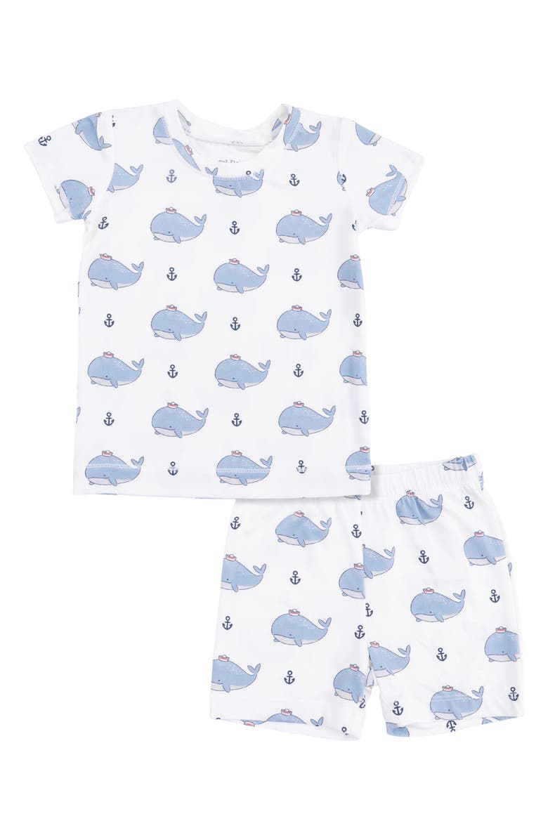Angel Dear Kids' Bubbly Sailor Whales Top & Shorts Set, Main, color, Ivory Blue