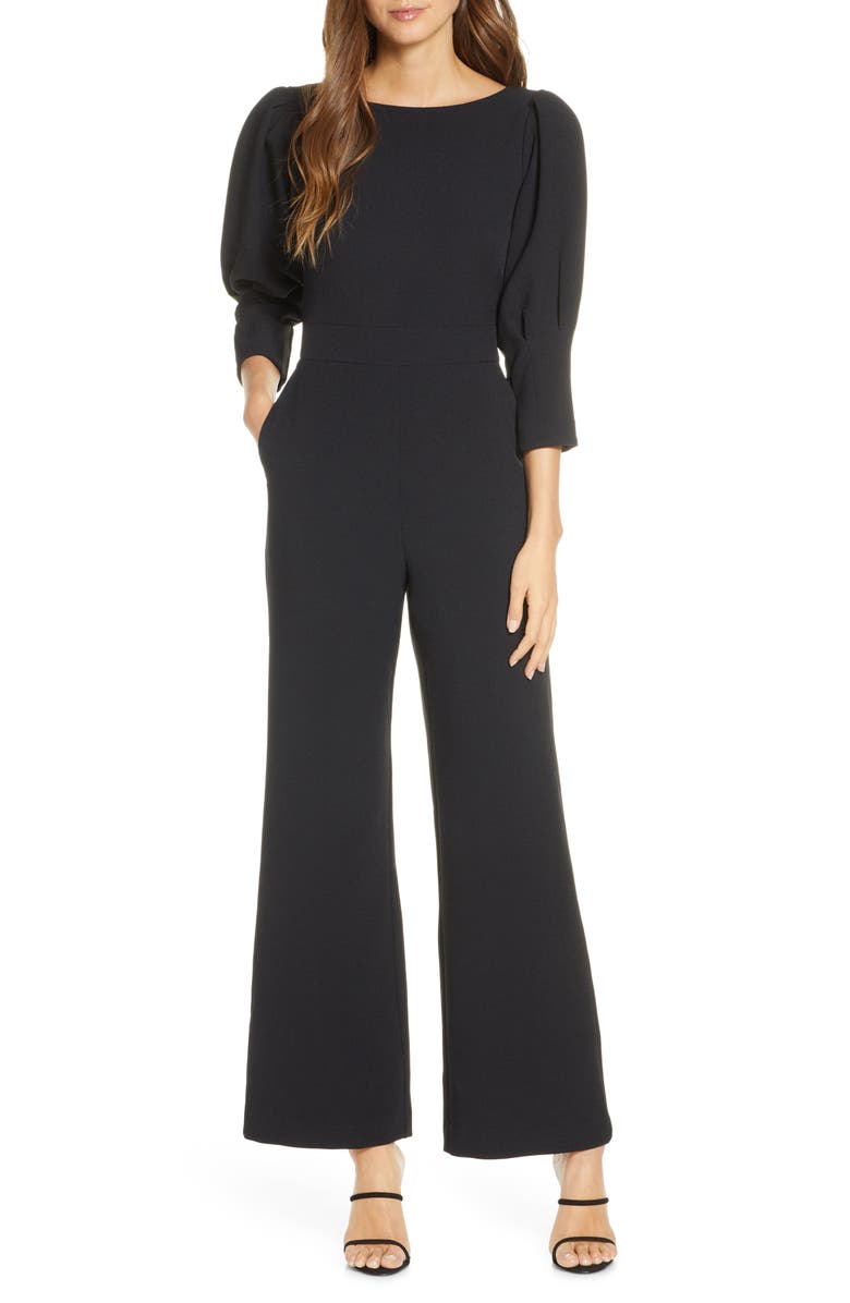 Vince Camuto Puff Sleeve Crepe Jumpsuit, Main, color, 