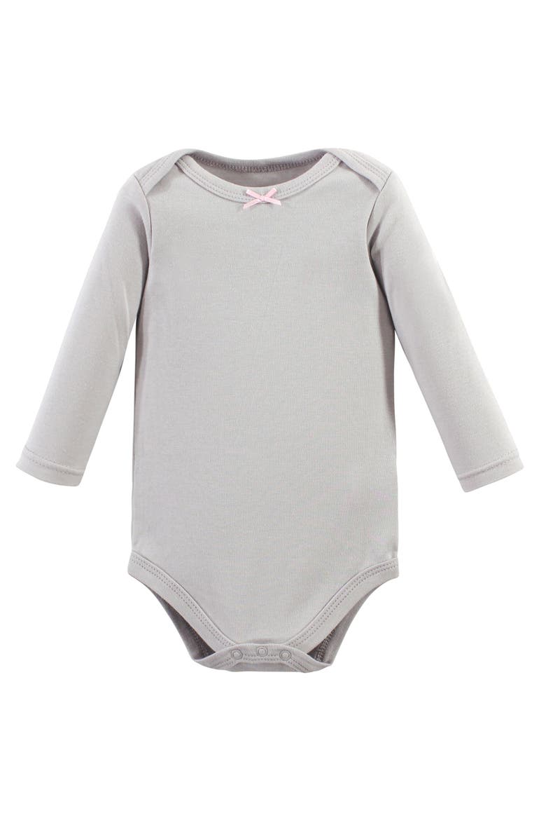 Soft Cotton Long-Sleeve Bodysuits, Alternate, color, Gold Unicorn