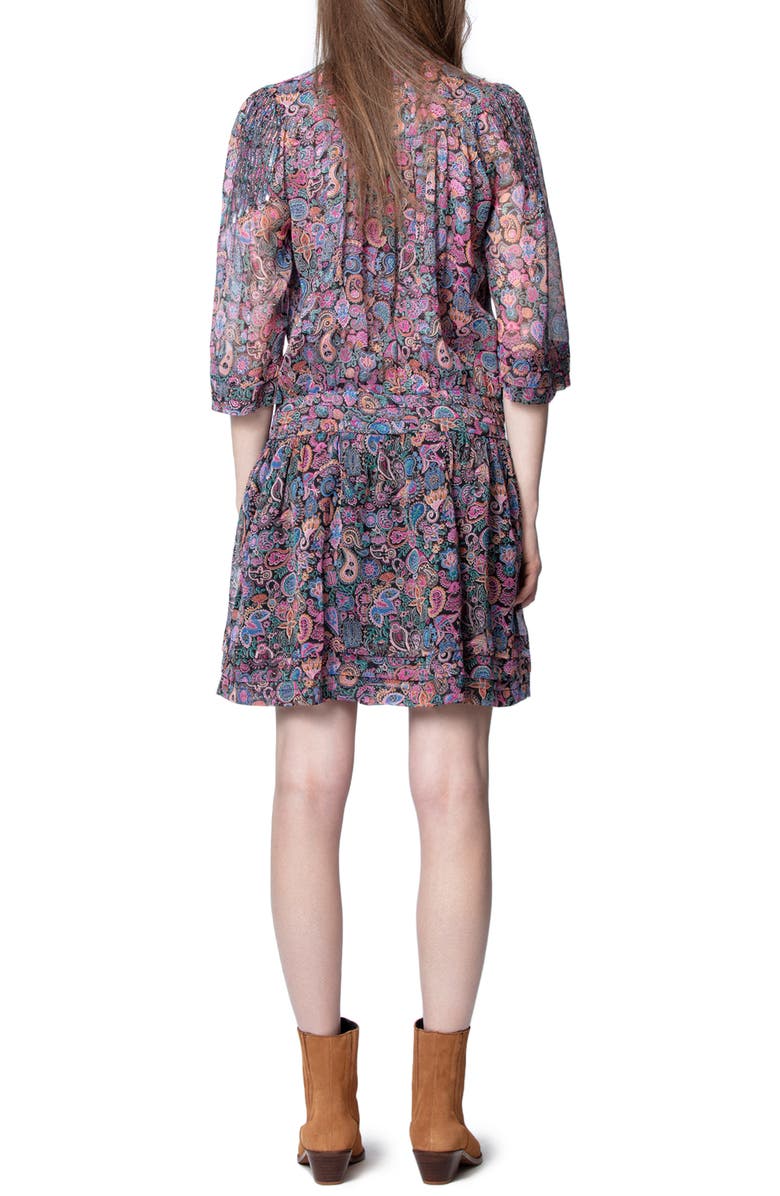 Zadig & Voltaire Rimo Mandala Sequin Trim Floral Dress, Alternate, color,