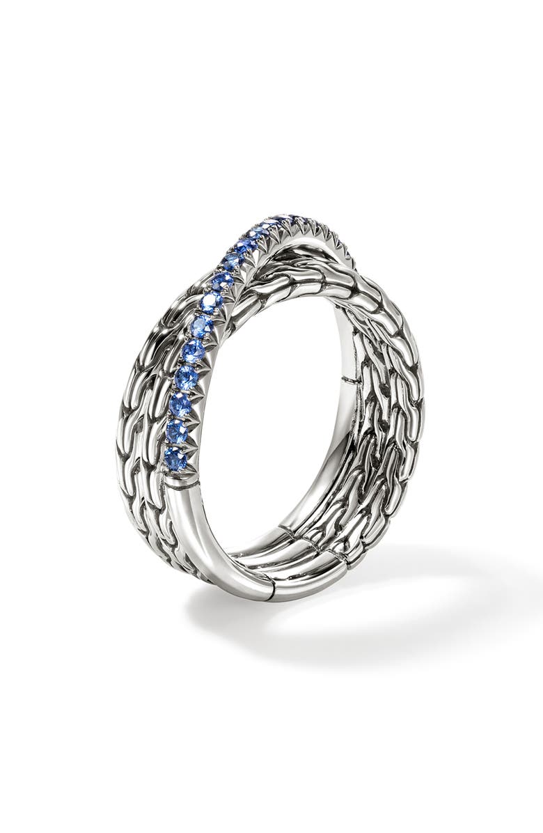 JH Essential Pavé Crossover Ring, Sterling Silver, Gemstones