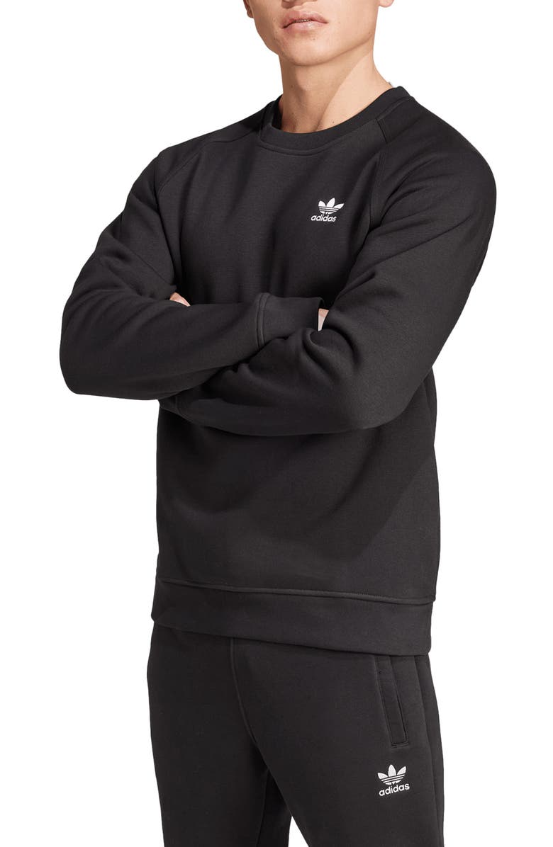 adidas Originals Trefoil Essentials Crewneck Sweatshirt, Main, color, Black