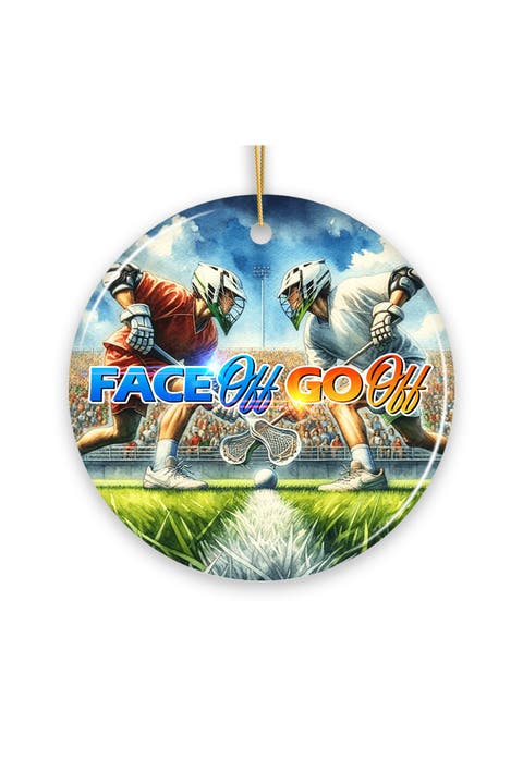 Lacrosse Face Off Go Off Ceramic Ornament