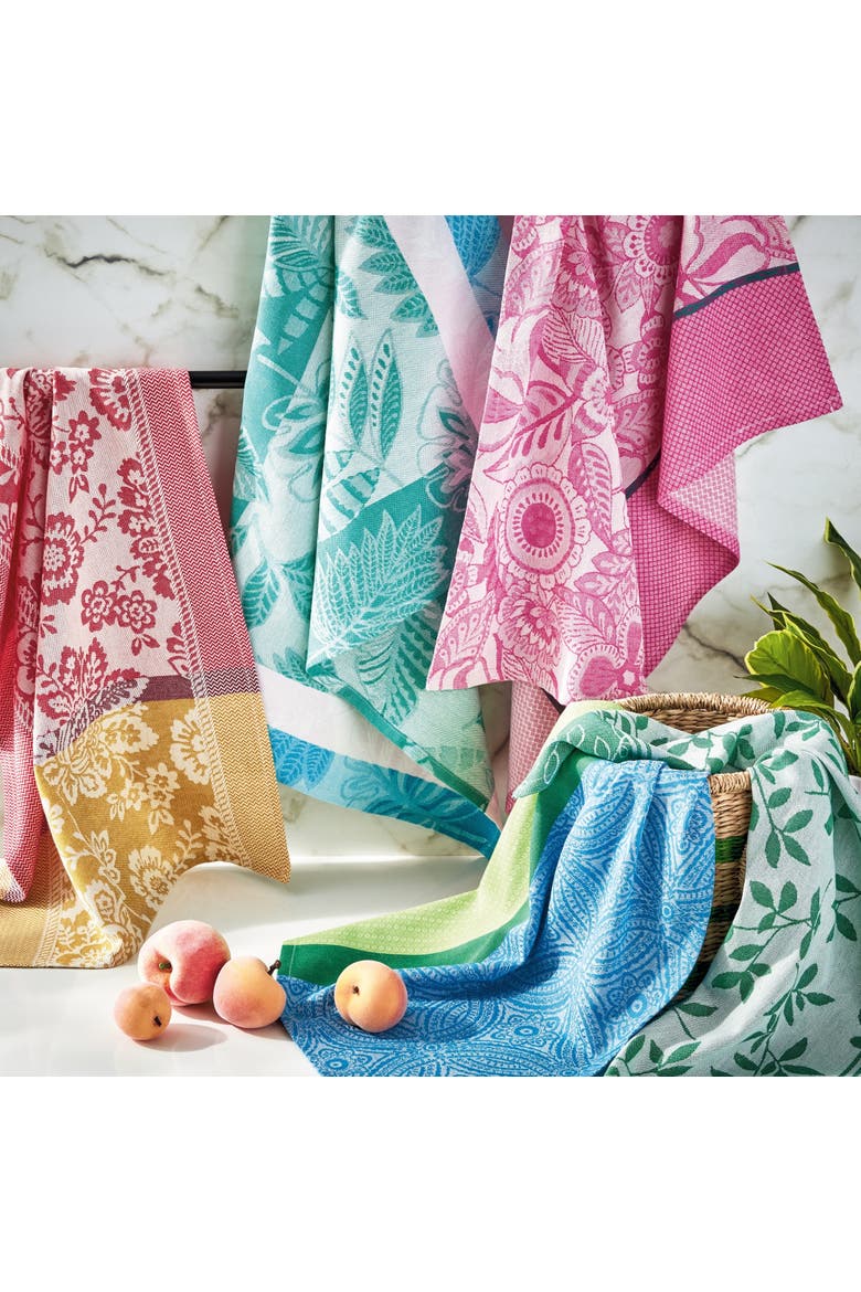 Jacqura Liana Jacquard Tea Towel Green Kitchen Towels, Alternate, color, Green