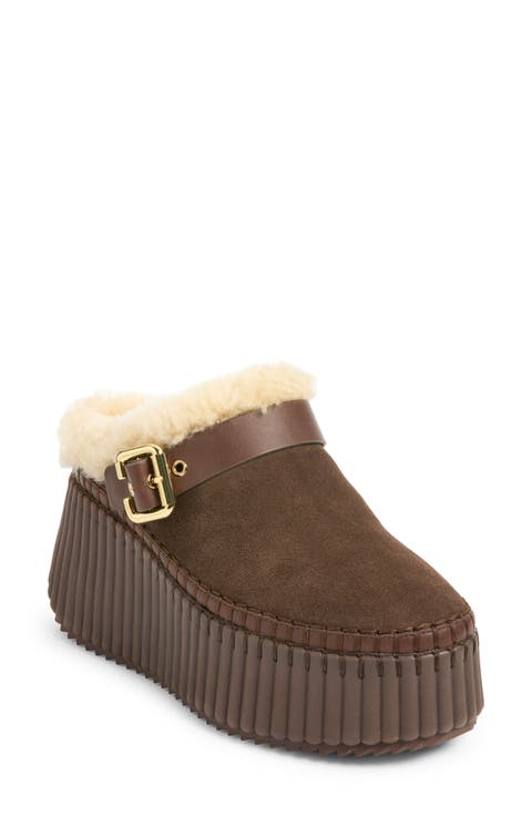 Nama Genuine Shearling Lined Wedge Mule