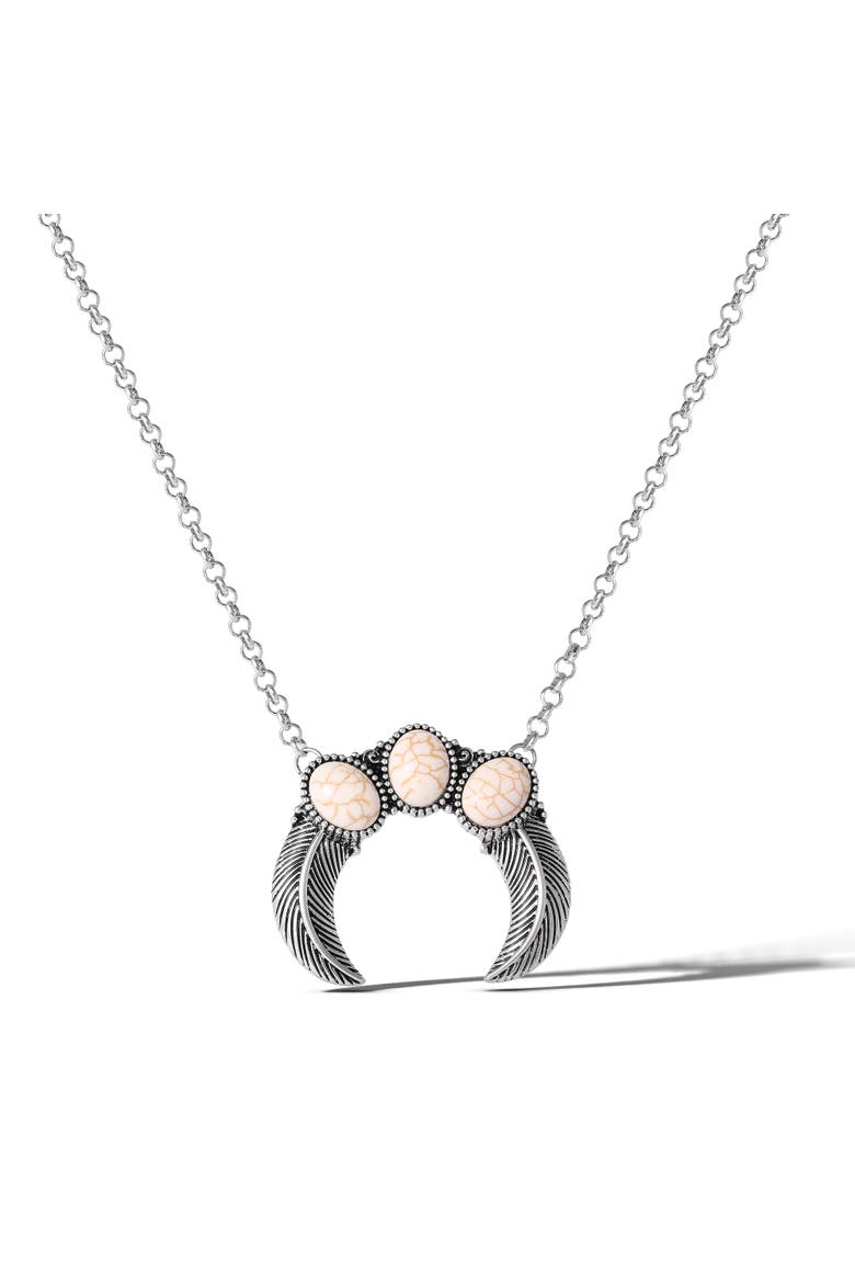 Ox Silver Western Necklace, Alternate, color, Silver/White