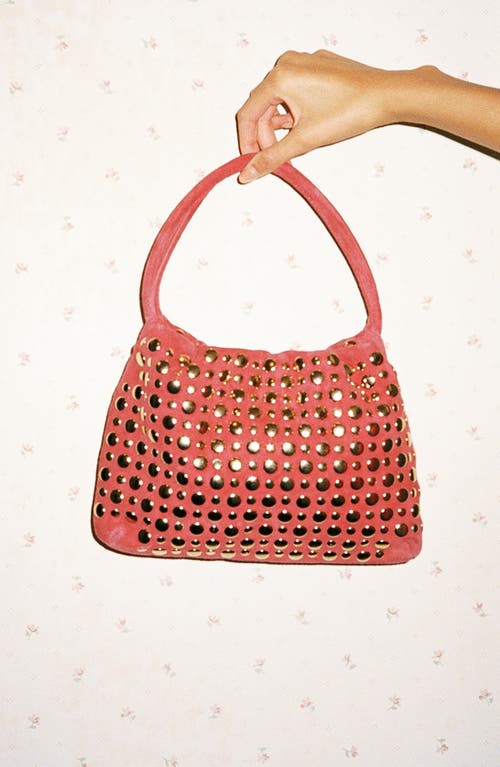 Jeffrey Campbell Lil-brat Leather Handbag In Deep Rose Suede Gold