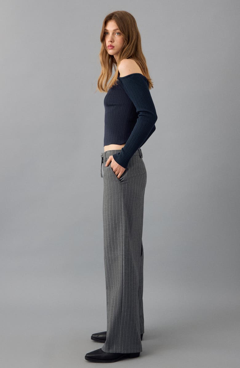 MANGO TEEN Low Rise Stripe Suit Pants, Alternate, color, Grey