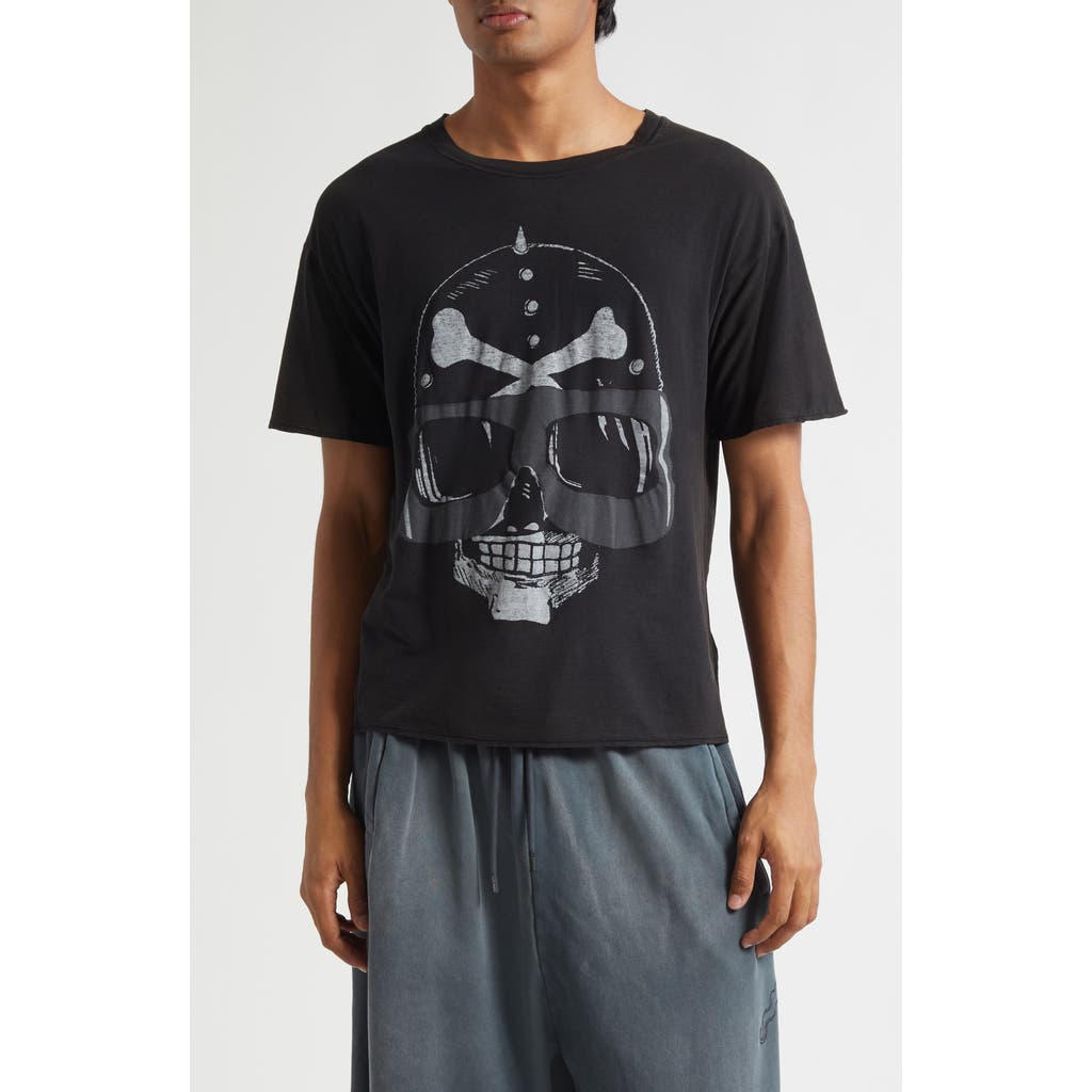 LU'U DAN Thrash Graphic T-Shirt in Renegade Man /Washed Black  product