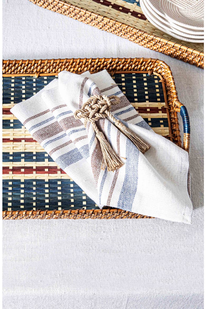 Danish Stripe Set of 4 Napkins, Alternate, color, TAUPE