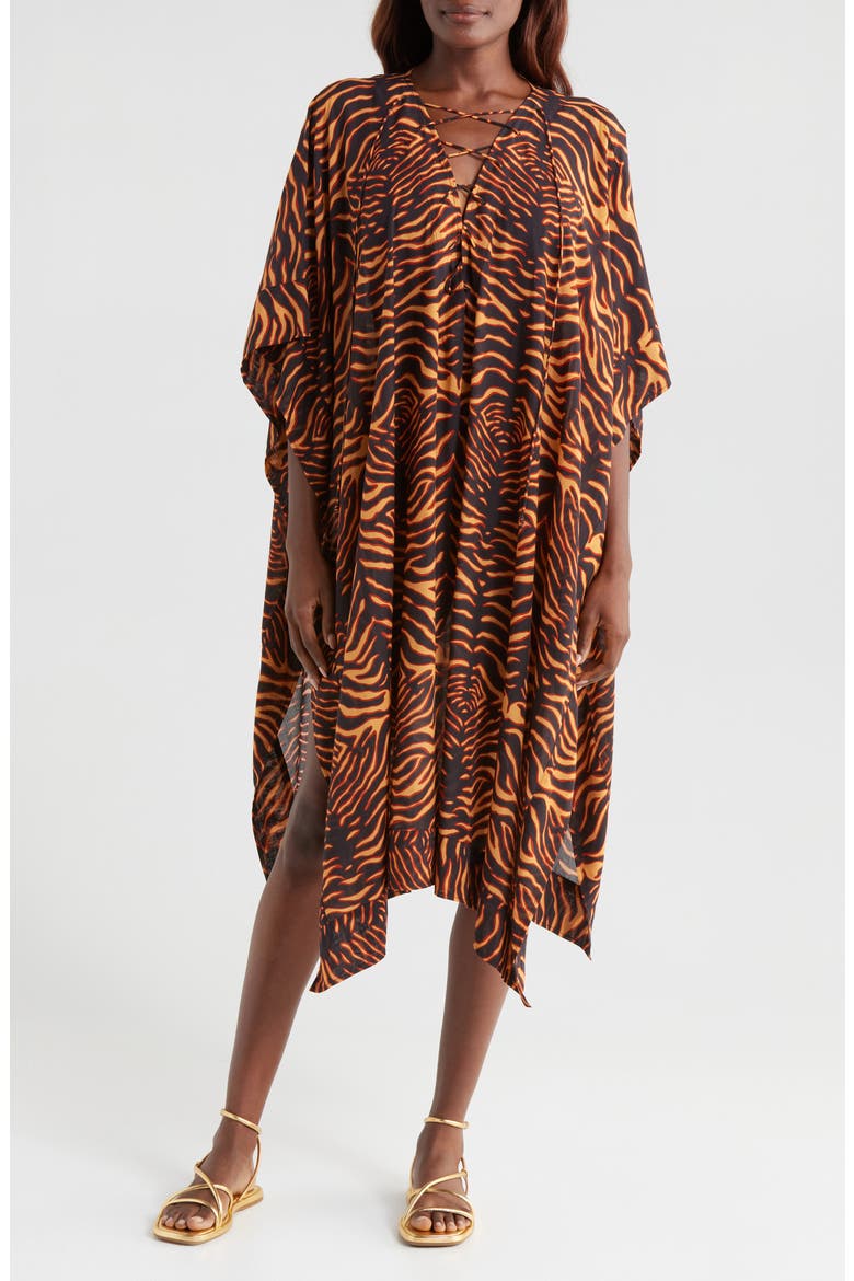 Estelle Laced Cover-Up Caftan, Main, color, TIGRE